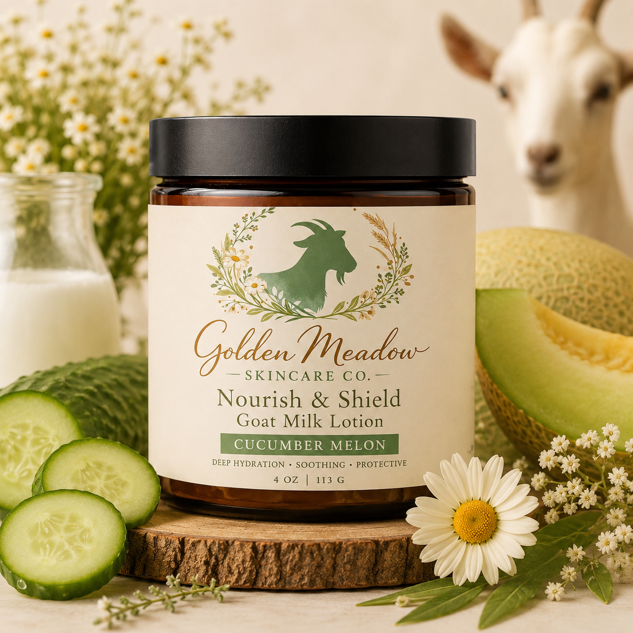 Nourish & Shield Whipped Goat Milk Lotion-Cucumber Melon